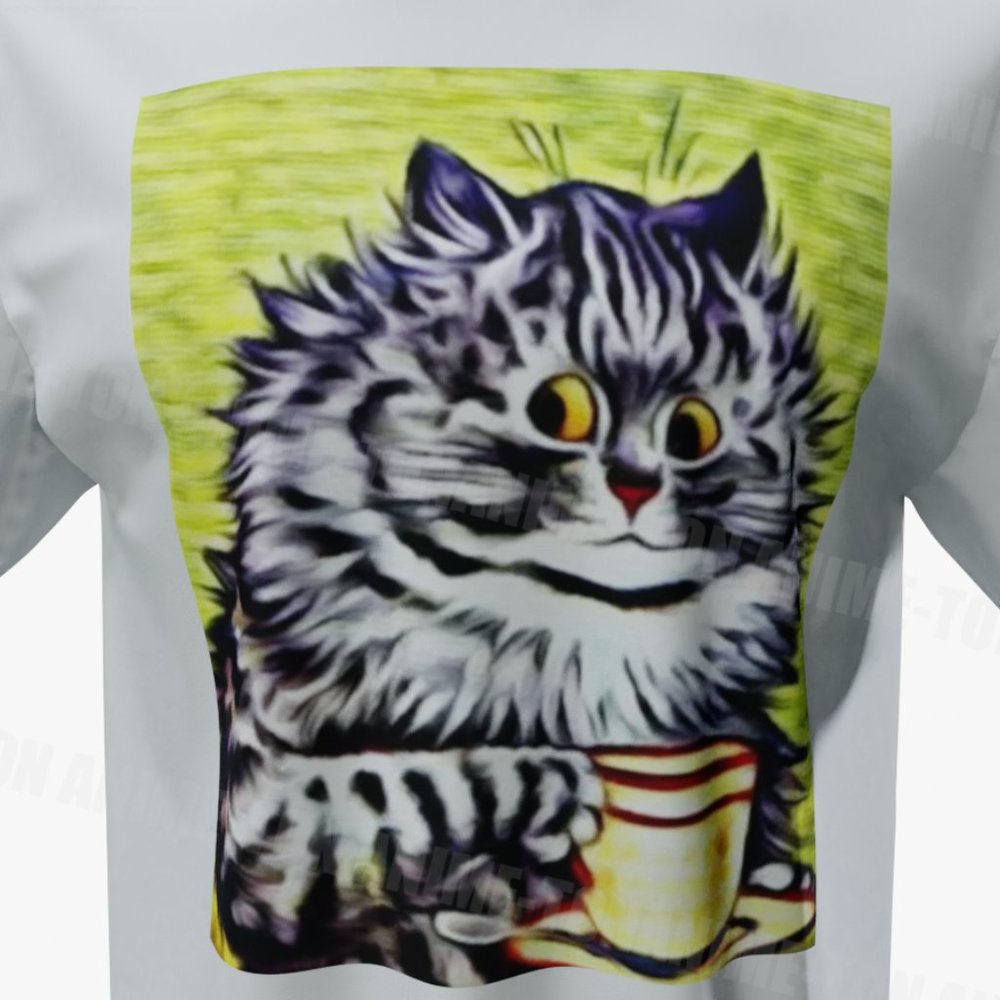 Louis Wain - Cat Art - Kitty On Coffee Break - Tshirt - Cotton